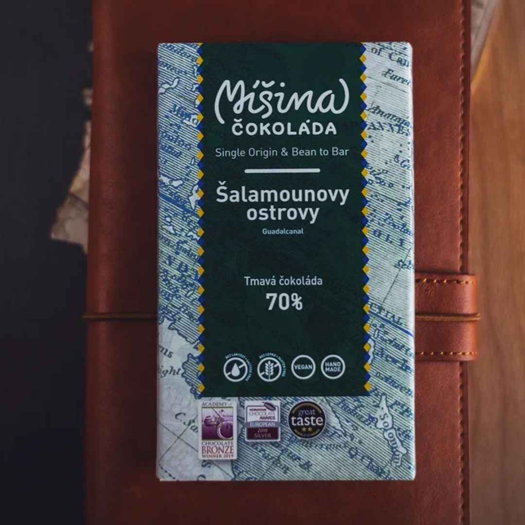 Tmavá čokoláda 70 % Šalamounovy ostrovy bean to bar od Míšiny čokolády, tabulka 50 g