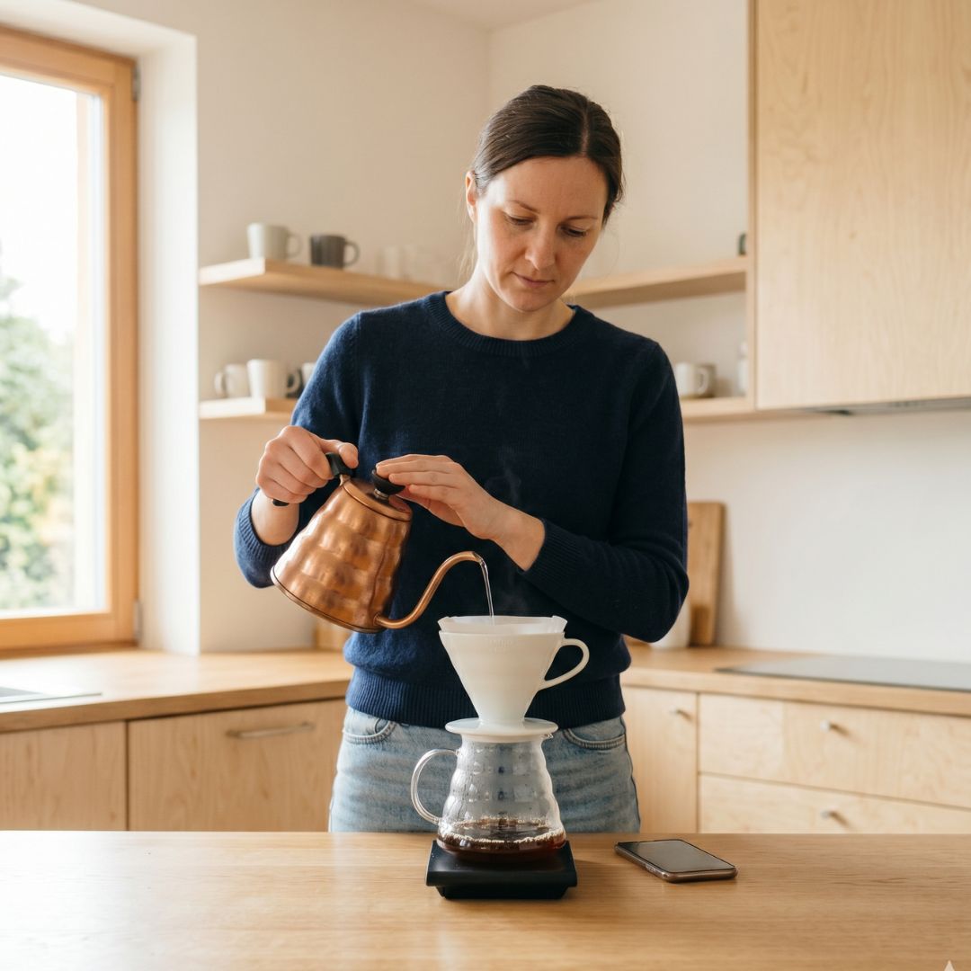 Příprava filtrované kávy Keňa Kiambu Peaberry na V60 – tip od baristy Jana Bohatého