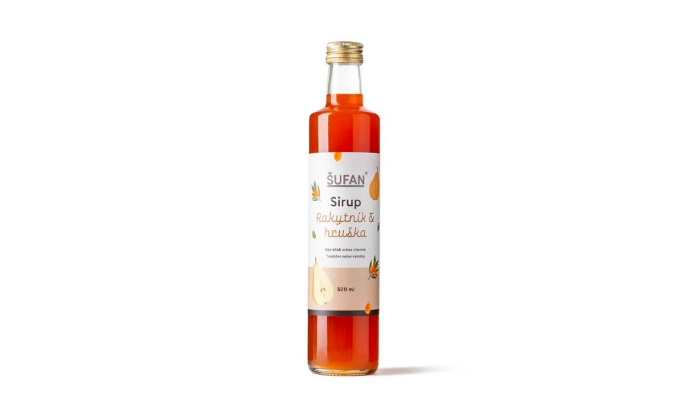 Sirup rakytník & hruška Šufan & Sirupárna 500 ml – lahev sirupu