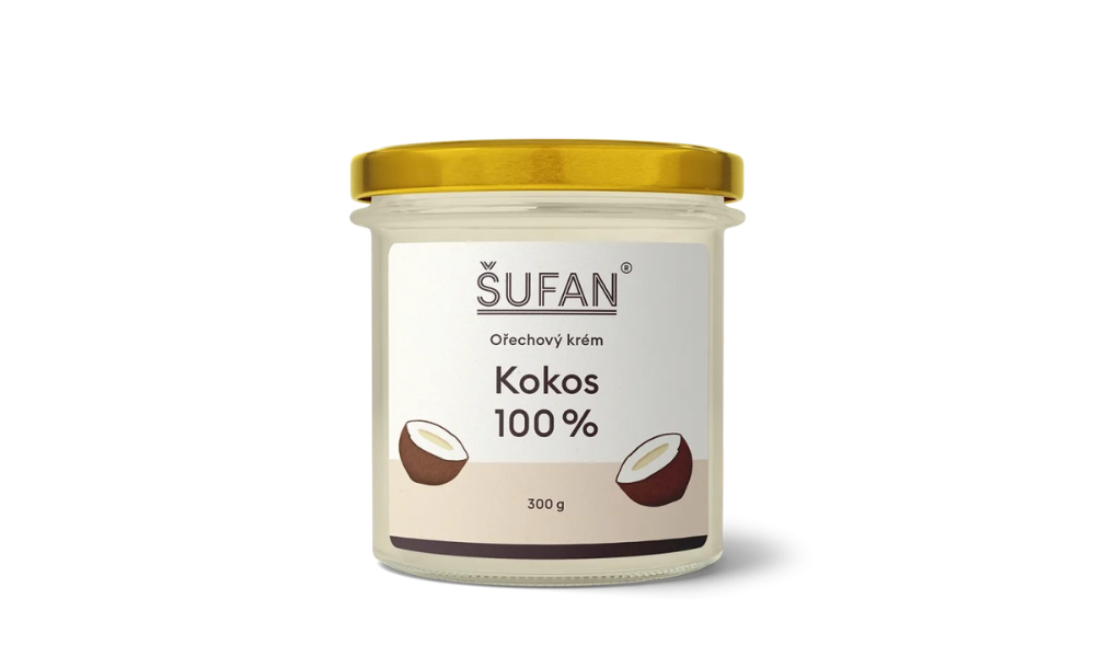 Kokosové máslo Šufan 300 g – sklenice se 100% strouhaným kokosem