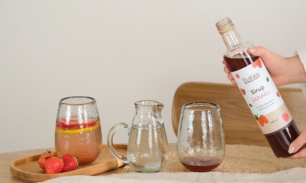 Jahodový sirup Šufan & Sirupárna 500 ml – příprava domácí jahodové limonády