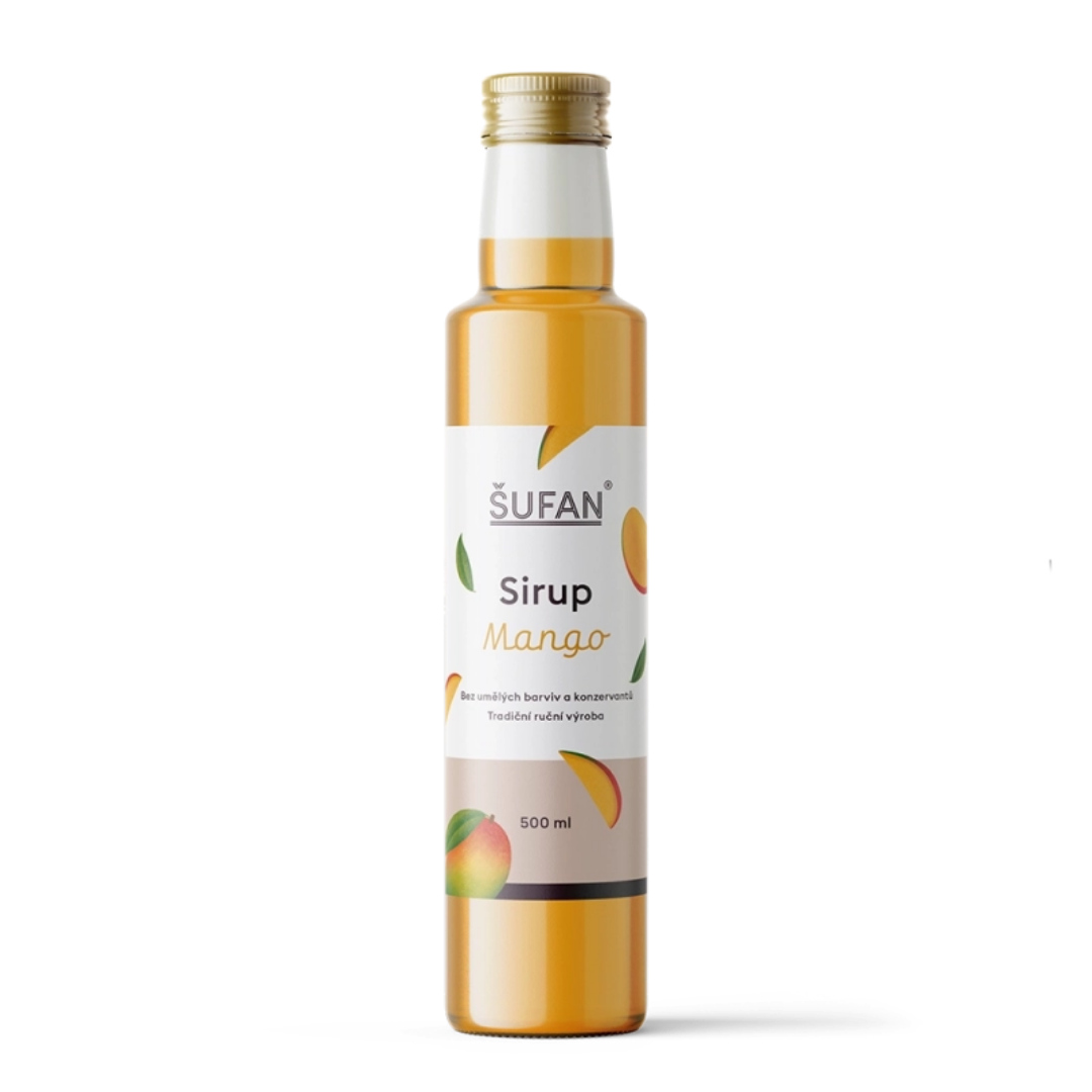 Mangový sirup Šufan & Sirupárna 500 ml – letní osvěžení do limonád a ledového čaje